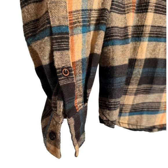 Burnside Sz L Plaid Flannel Button Down Flannel Shirt Outdoor Workwear - Picture 8 of 14